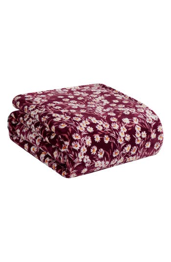 Jessica Simpson Plush Fleece Throw Blanket In Wine Red