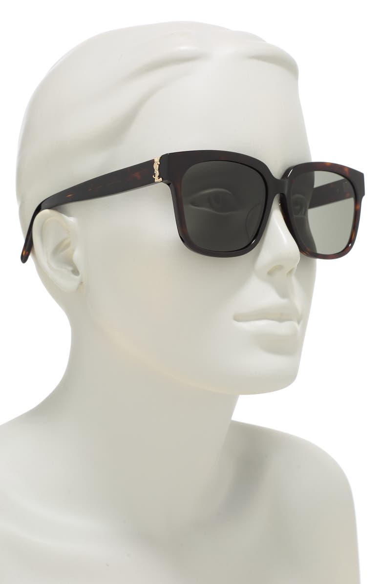 Saint Laurent 55mm Square Sunglasses, Alternate, color, Havana Havana Grey
