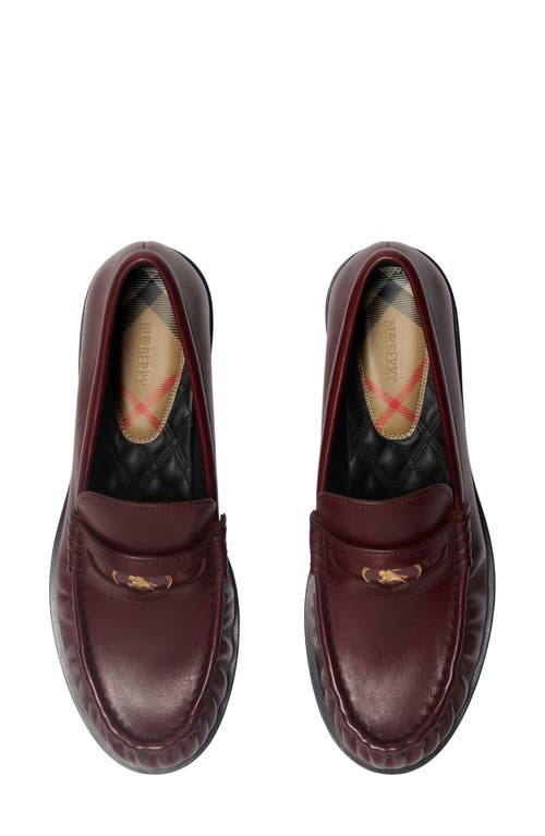 Burberry Cadet Grained Calf Leather Penny Loafers In Burgundy