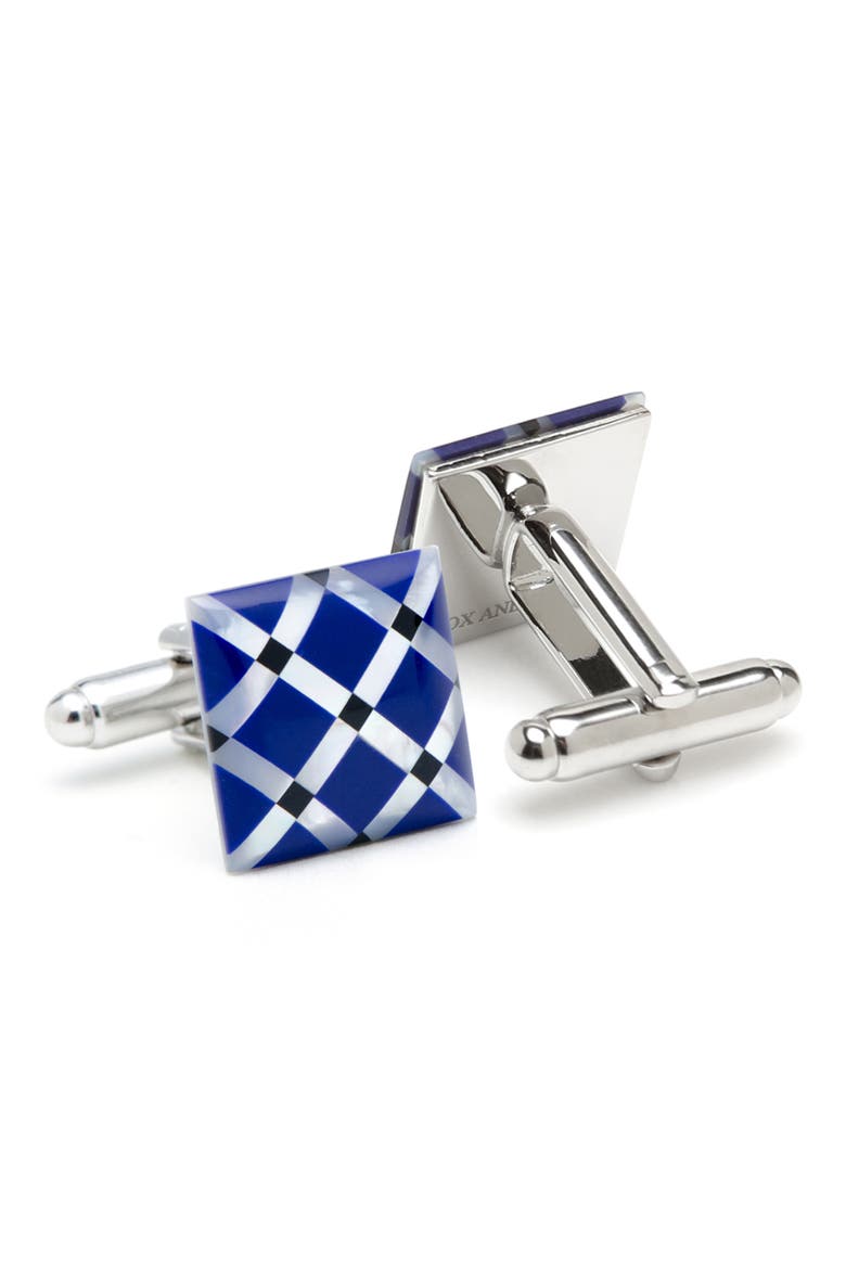 Mother-of-Pearl Diamond Cuff Link & Stud Set, Alternate, color, BLUE