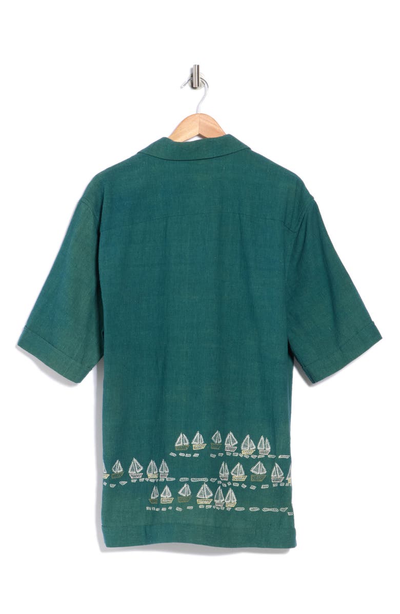 SMR Days Bakoven Cotton Camp Shirt, Alternate, color, Emerald/ Multi