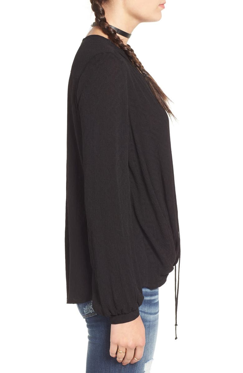 All in Favor Lace-Up Surplice Blouse, Alternate, color, 