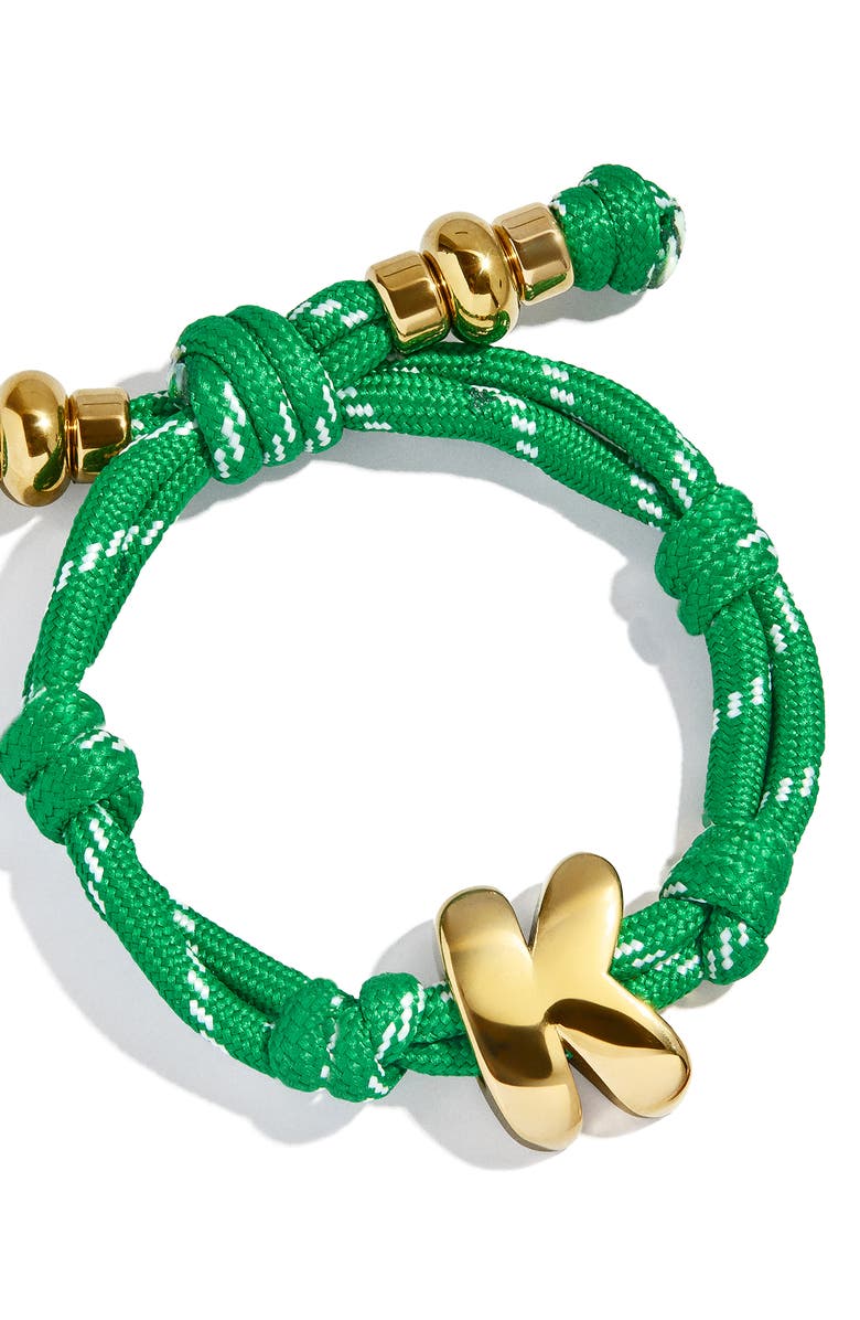 BaubleBar Knotty Initial Bracelet, Alternate, color, Green/ Gold