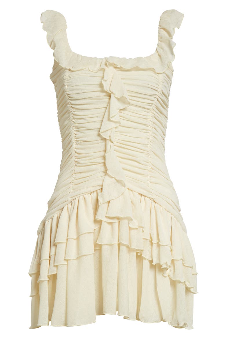 Gemma Tierred Ruffle Chiffon Minidress, Alternate, color, ECRU