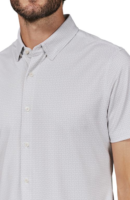 7 Diamonds Torino Medallion Print Short Sleeve Stretch Button-up Shirt In Natural