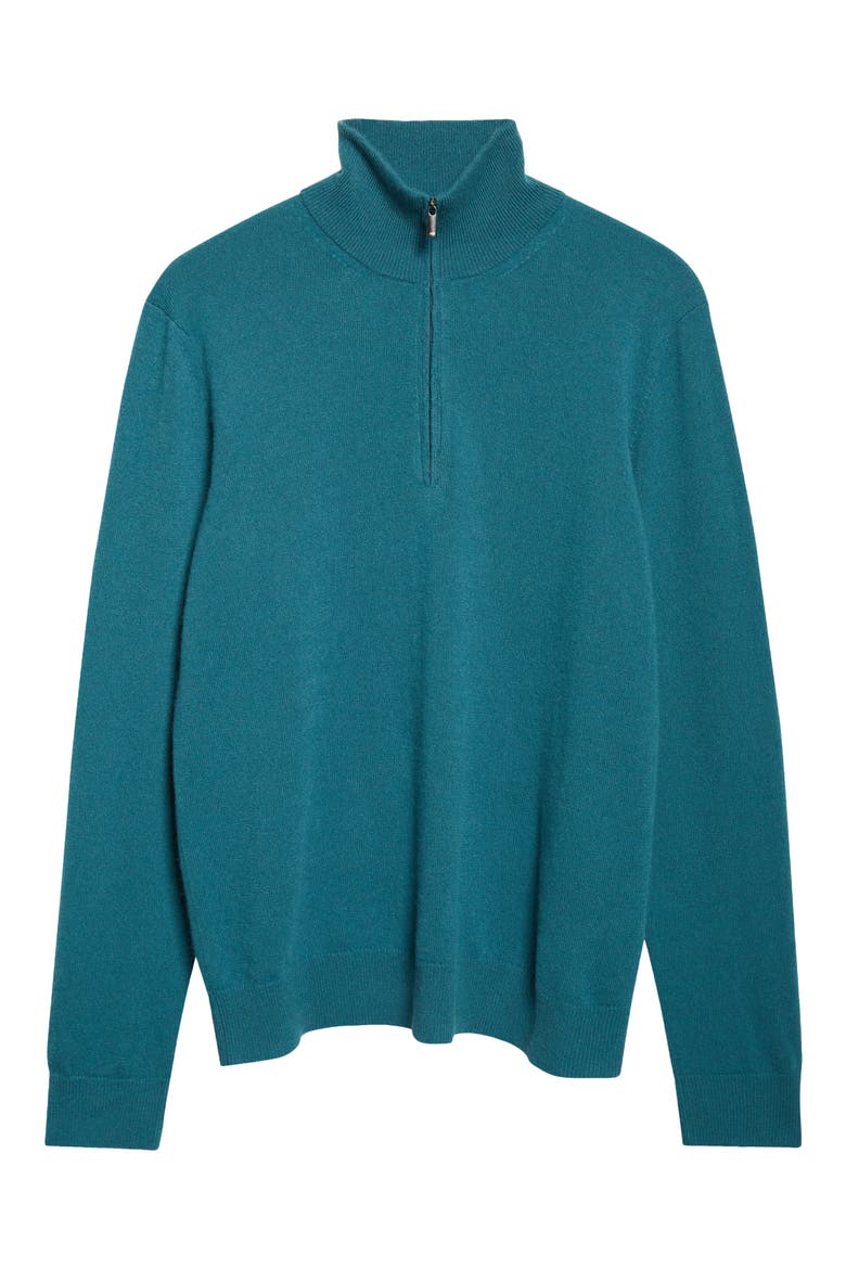 Half Zip Cashmere Sweater, Alternate, color, DARK TEAL