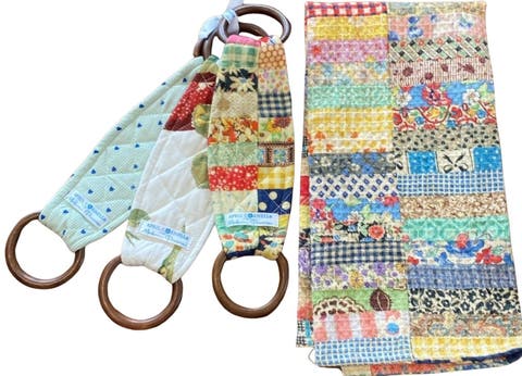 Patch Parade Tea Towel + Set Of 3 Wooden Loop Hangers