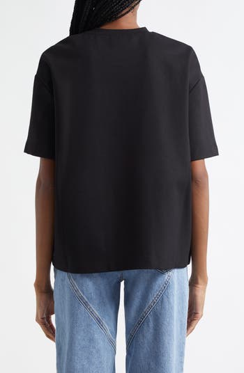 Crystal Trim Heart Cutout Relaxed Fit T-Shirt