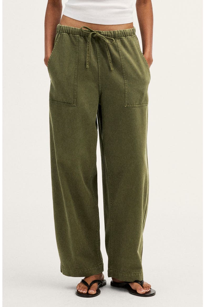Pull-On Barrel Leg Airy Denim Utility Pants, Main, color, FADED IVY