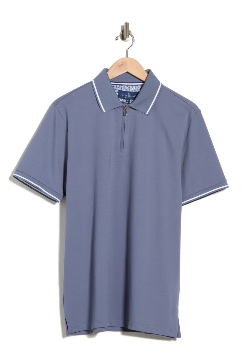 Tipped Quarter Zip Knit Polo, Alternate, color, SKY BLUE