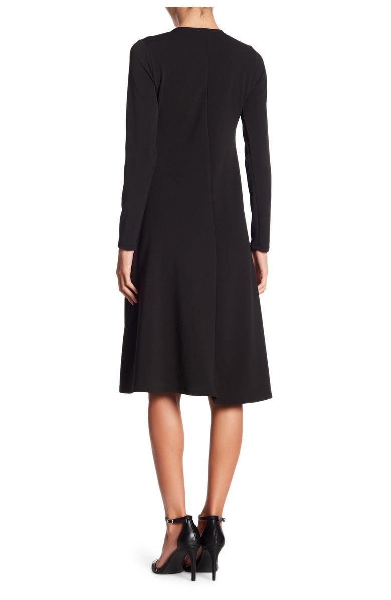 GO COUTURE Long Sleeve A-Line Dress, Alternate, color, Black Crep