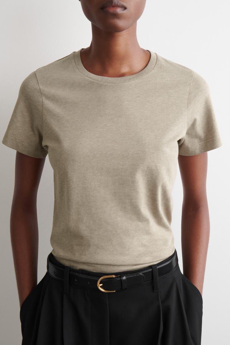Cotton-Modal Crew-Neck T-Shirt, Alternate, color, BEIGE MÉLANGE