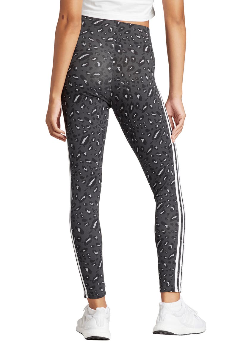 adidas 3-Stripes Leopard Print High Waist Leggings, Alternate, color, 