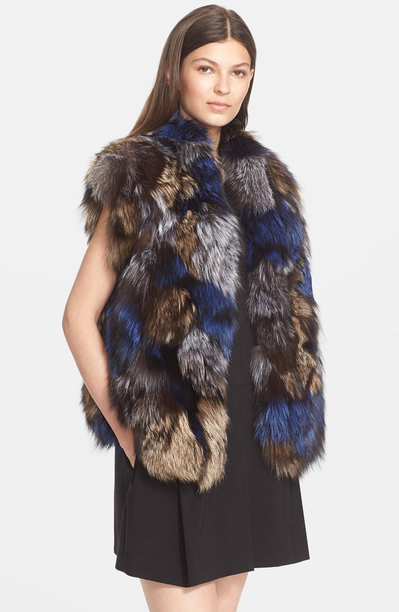 Vince Multicolor Genuine Fox Fur Vest, Main, color, 