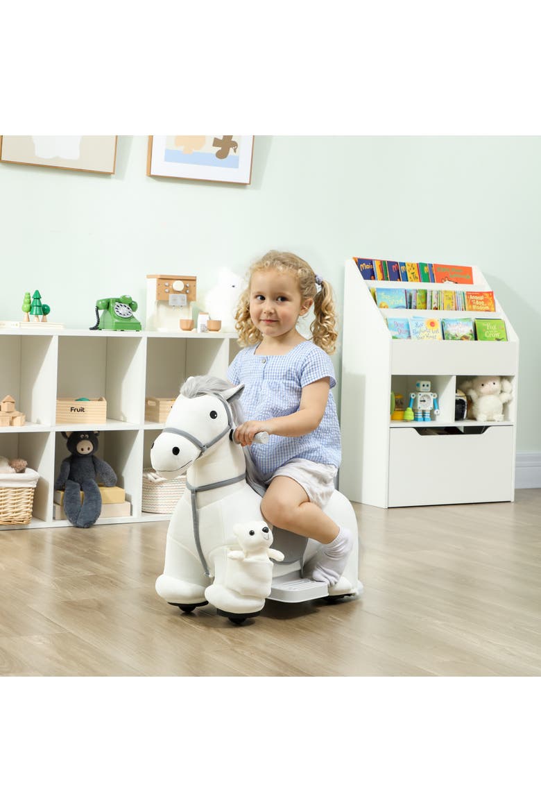 6V Kids Ride on Horse, Electric Riding Animal, Alternate, color, White