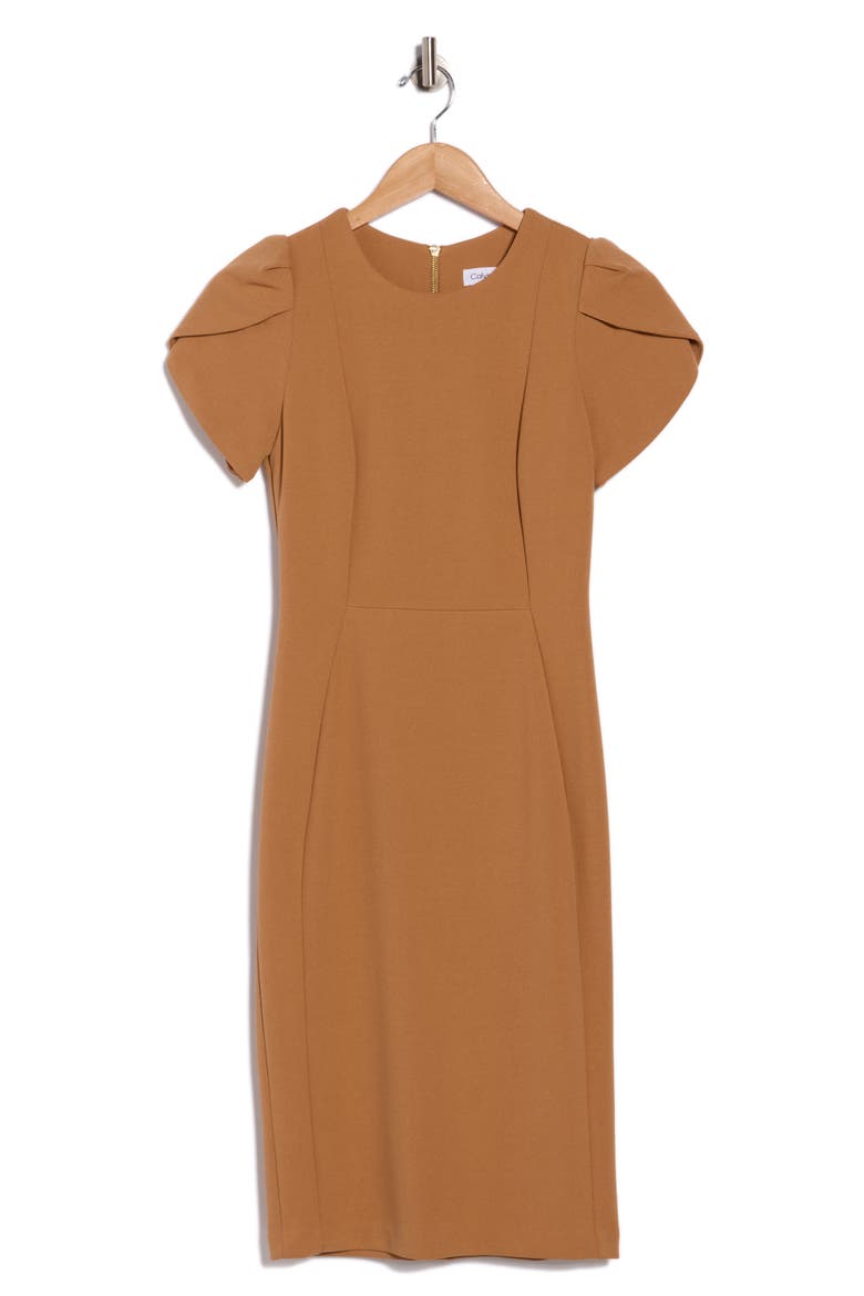 Tulip Sleeve Sheath Dress, Alternate, color, LUGGAGE