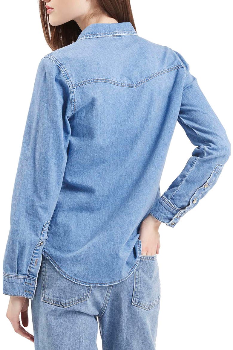 Denim Western Shirt, Alternate, color, MID DENIM