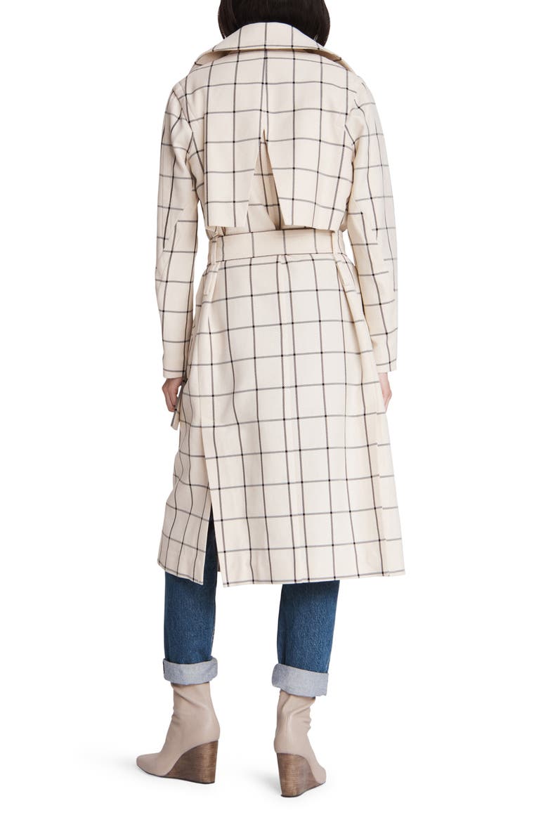 Amber Plaid Trench Coat, Alternate, color, IVORY