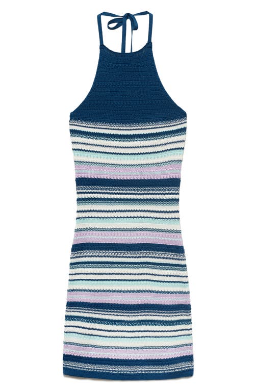 Mango Teen Knit Halter Dress In Blue