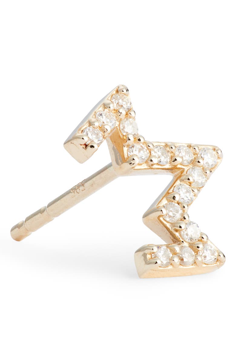 Anzie Diamond Zigzag Stud Earrings, Alternate, color, Gold/ Diamond