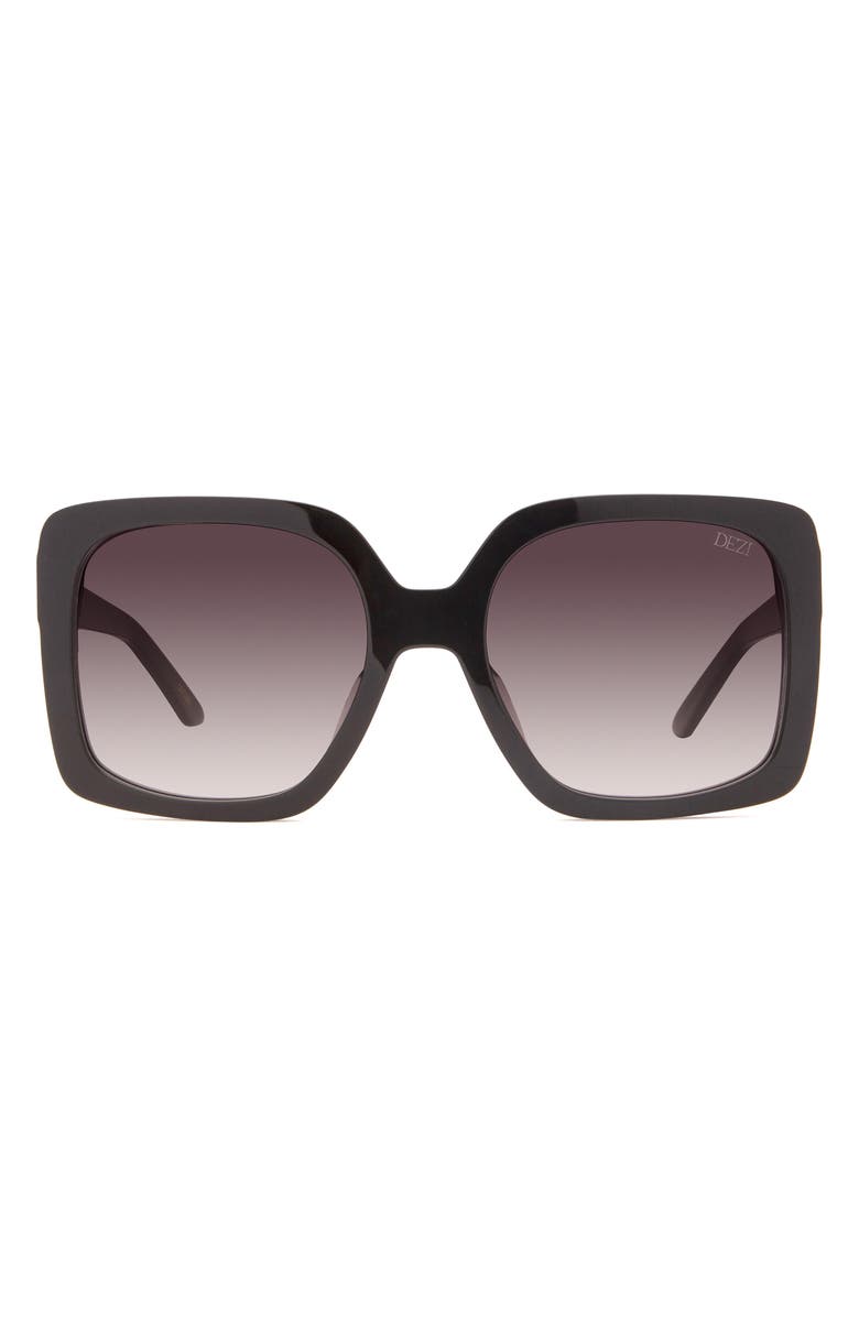 DEZI Harper 24mm Gradient Square Sunglasses, Main, color, Black / Dark Smoke