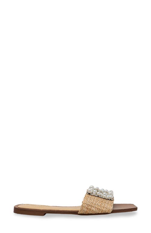 Chase & Chloe Chase And Chloe Taylor Faux Pearl Slide Sandal In Beige
