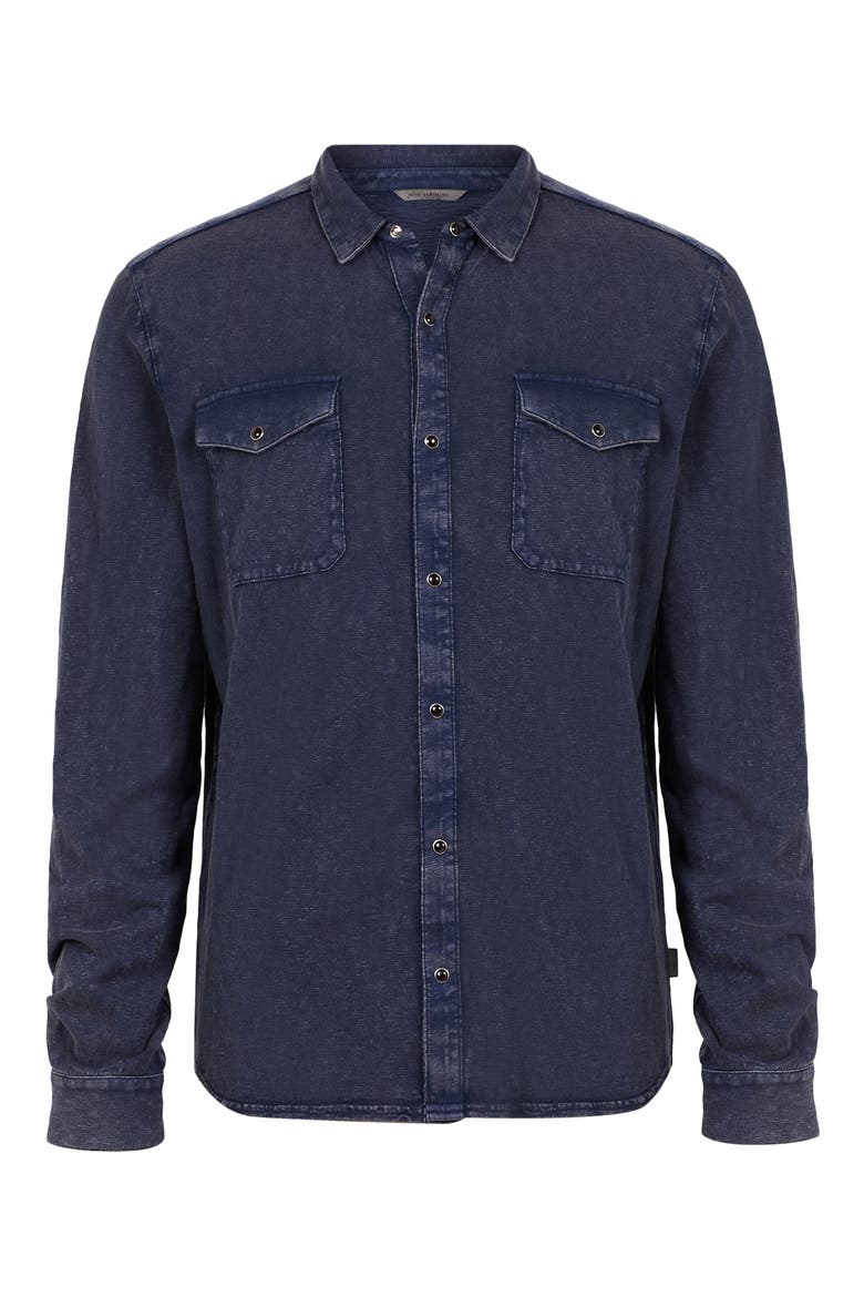 Arvon Cotton Snap-Up Western Shirt, Alternate, color, PACIFIC BLUE