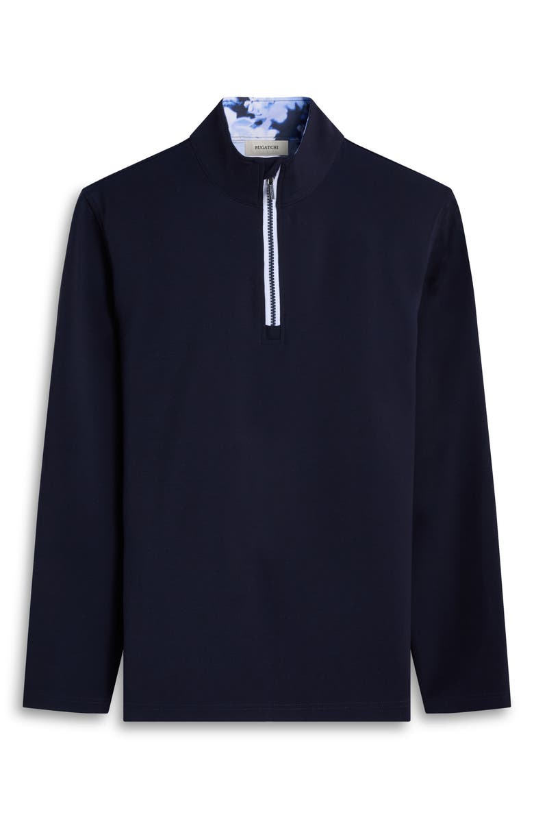 Bugatchi Solid Quarter Zip Pullover, Alternate, color, Navy