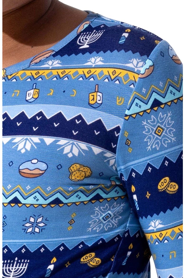 Kids' Hanukkah Fair Isle Set of 2 Piece Pajamas, Alternate, color, Hanukkah Fair Isle