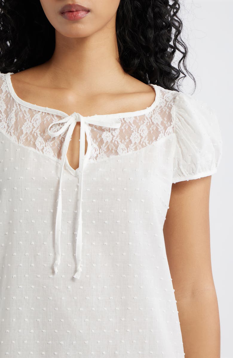 Bella Venice Margaret Lace Trim Minidress, Alternate, color, White