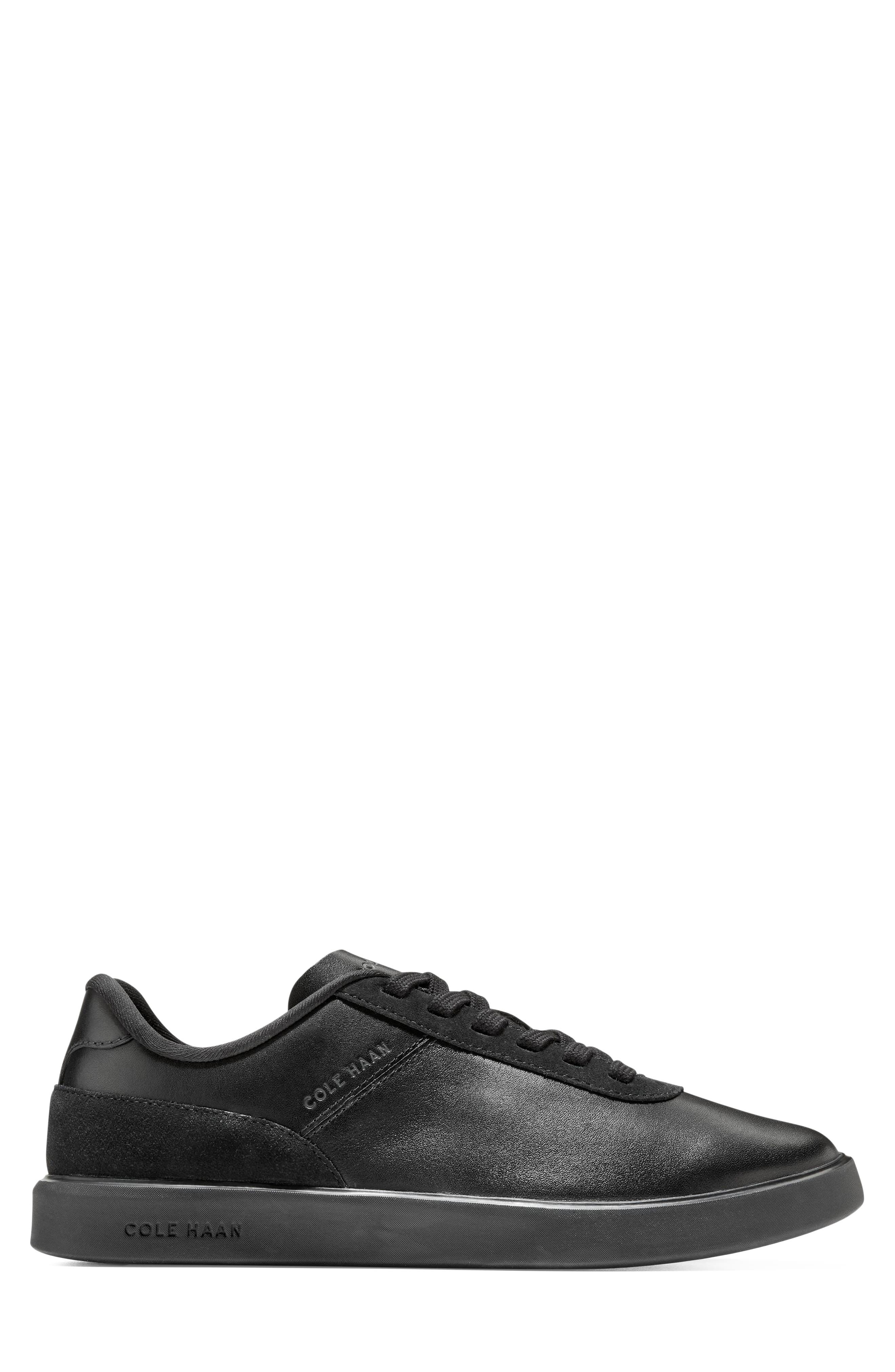 Grand Crosscourt Packaway Leather Sneaker, Alternate, color, BLACK / BLACK