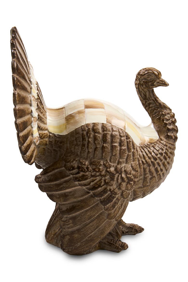 Mocha Check Mini Turkey Figurine, Alternate, color, BROWN