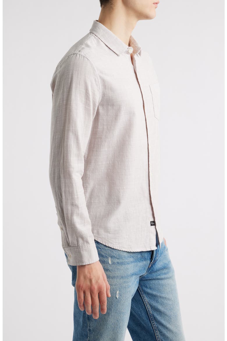 Wyatt Slub Cotton Button-Up Shirt, Alternate, color, TAHINI ETCH