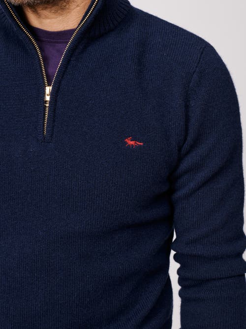 Aubin Pepper Lambswool Zip Neck Sweater In Blue