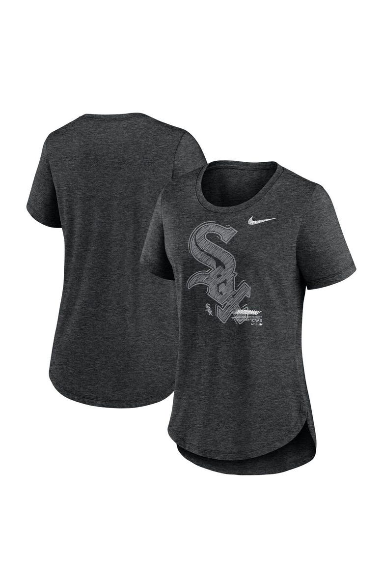 Nike Women's Nike Heather Black Chicago White Sox Touch Tri-Blend T-Shirt, Main, color, Heather Black