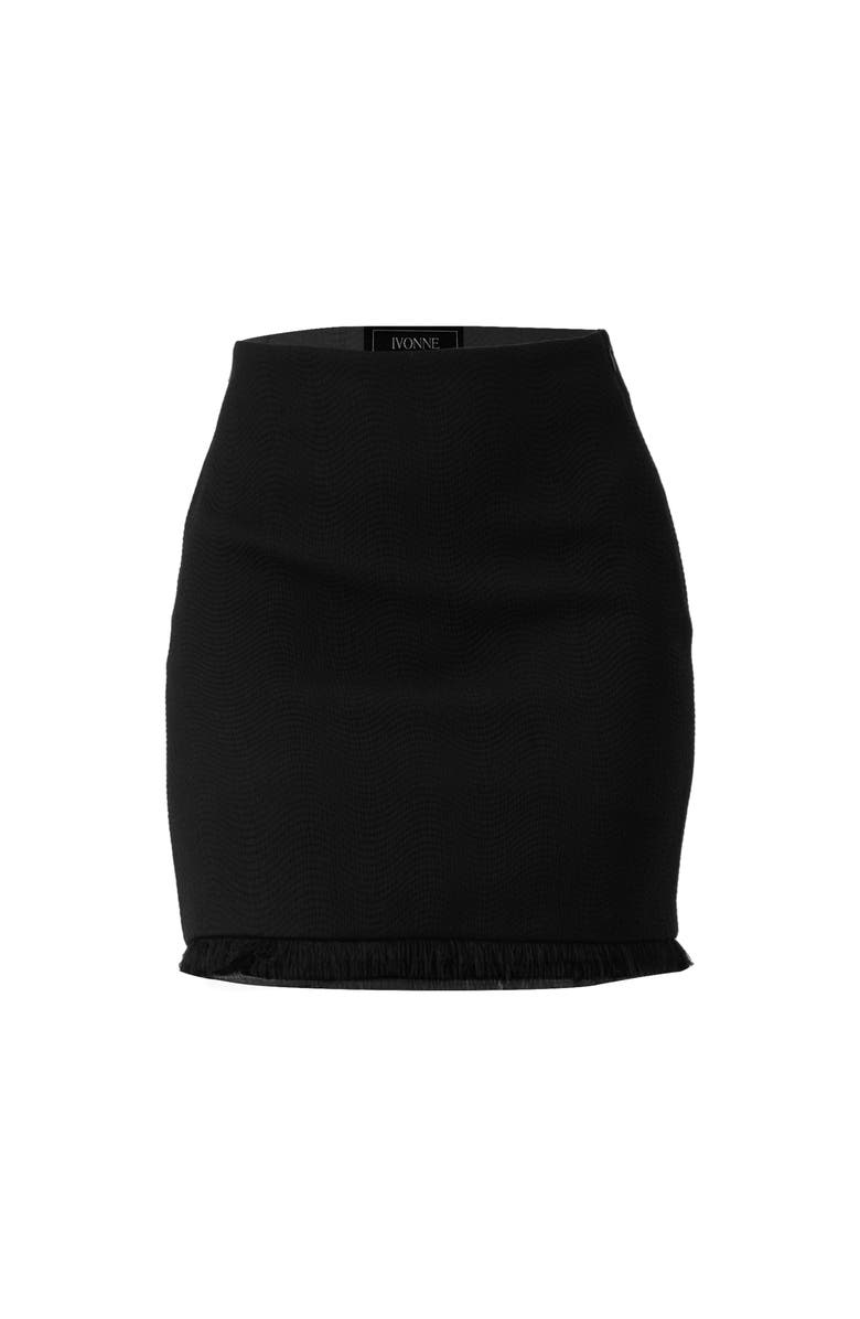 IVONNE Short Skirt with Fringe Details, Alternate, color, Black