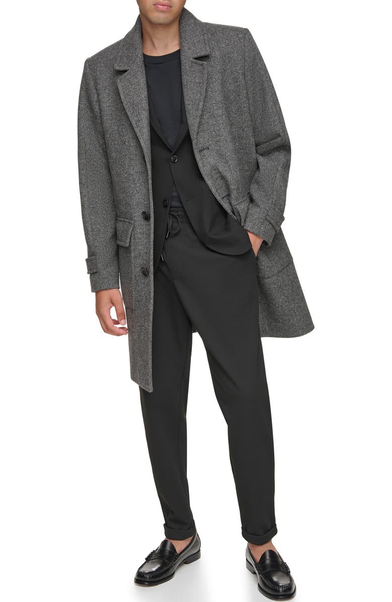 Andrew Marc Gondet Herringbone Wool Blend Overcoat, Alternate, color, 