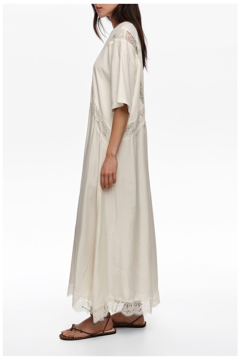 Lace Dual Material Dress, Alternate, color, IVORY