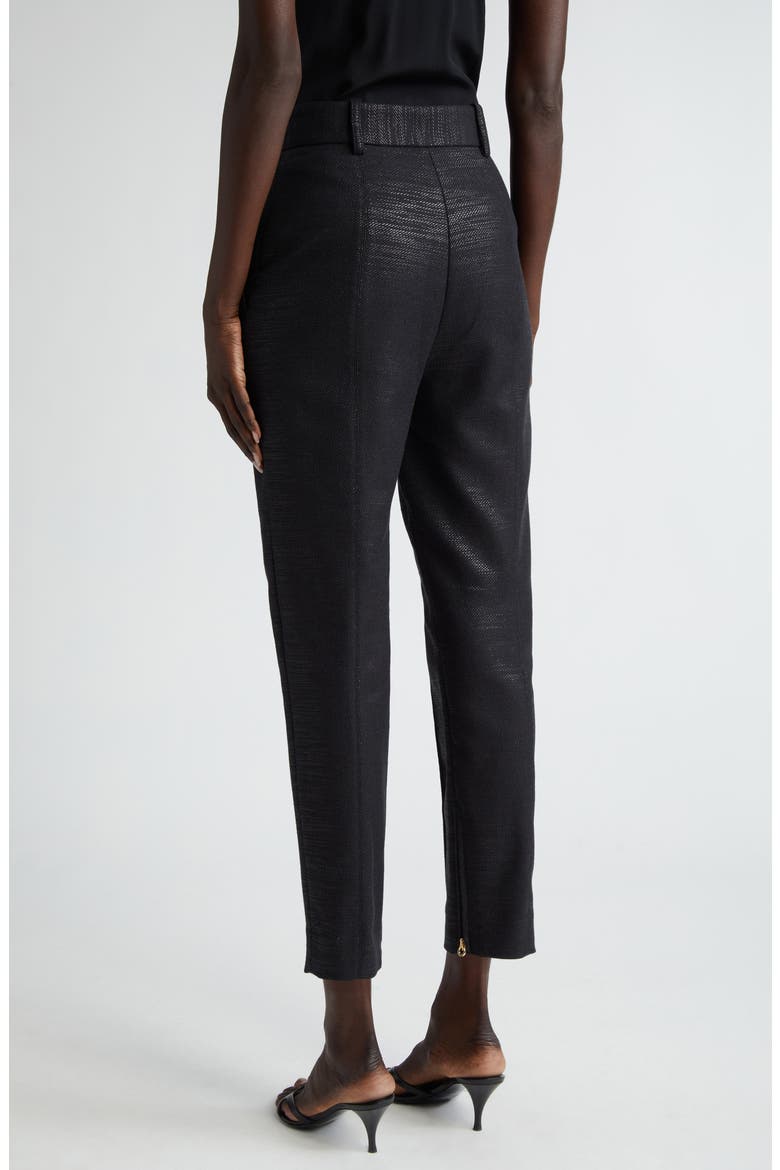 Metallic Twill Pintuck Ankle Pants, Alternate, color, BLACK/ BLACK