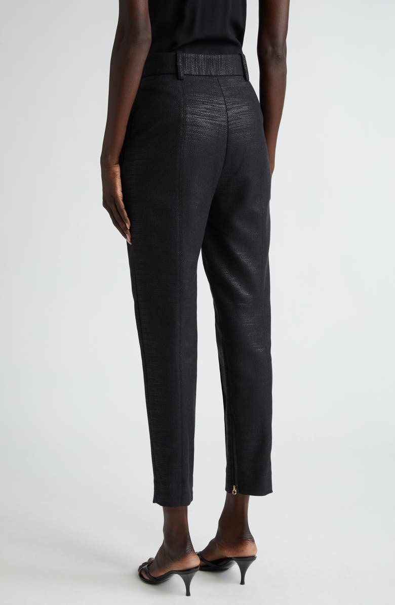 ST. JOHN Metallic Twill Pintuck Ankle Pants, Alternate, color, 