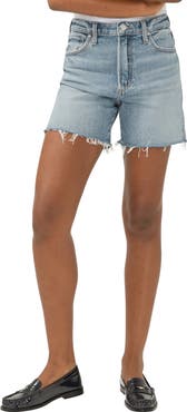Silver Jeans Co. Highly Desirable Raw Hem High Waist Long Denim Shorts