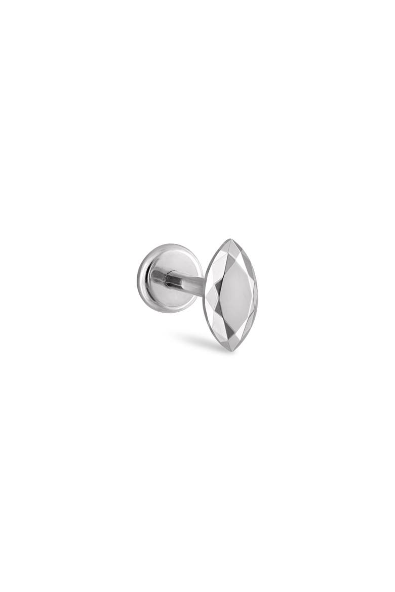 Faceted Marquise Single Threaded Stud Earring, Main, color, WHITE GOLD