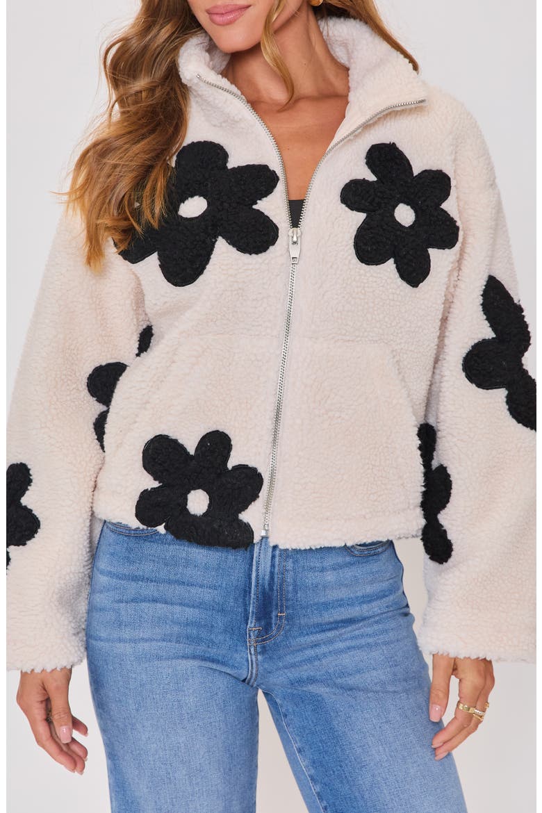 Mountain Escape Faux Shearling Zip Jacket, Alternate, color, CREAM/ BLACK