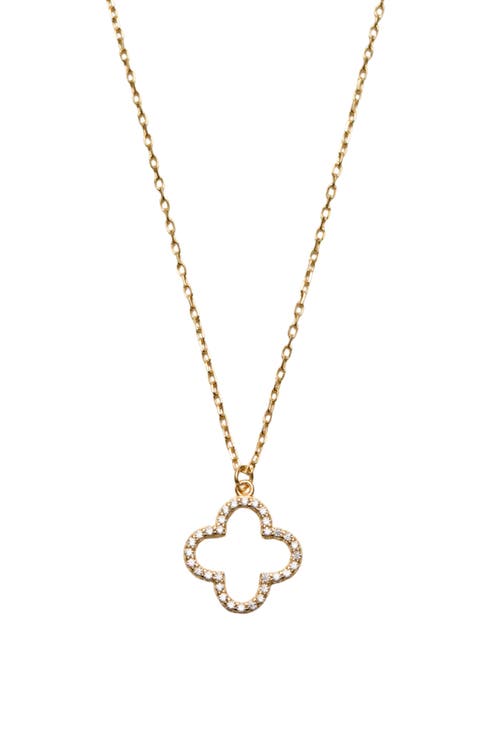 Pavé Cubic Zirconia Clover Pendant Necklace