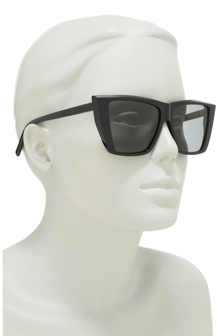 56mm Butterfly Sunglasses, Alternate, color, SHINY BLACK / SMOKE
