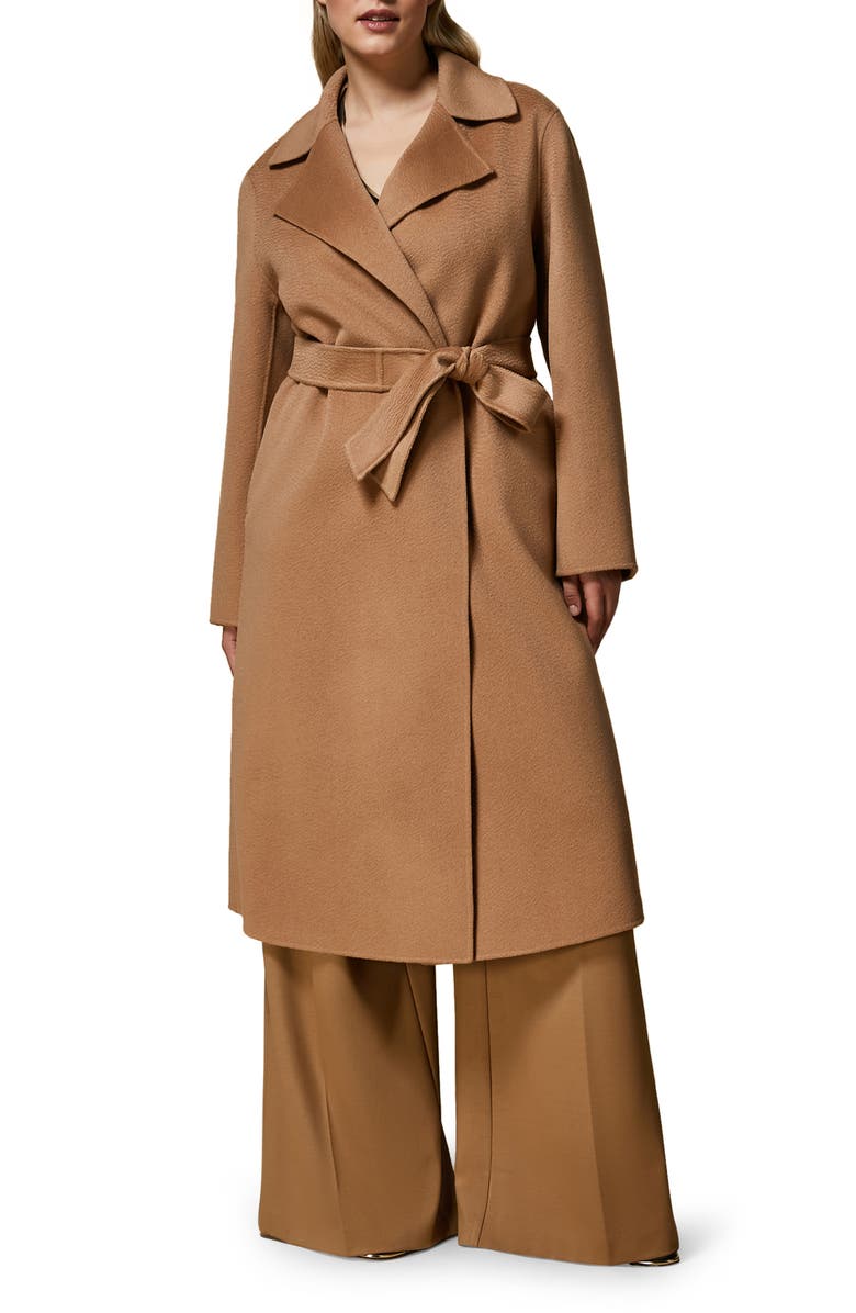 Marina Rinaldi Belted Virgin Wool Trench Coat, Main, color, 