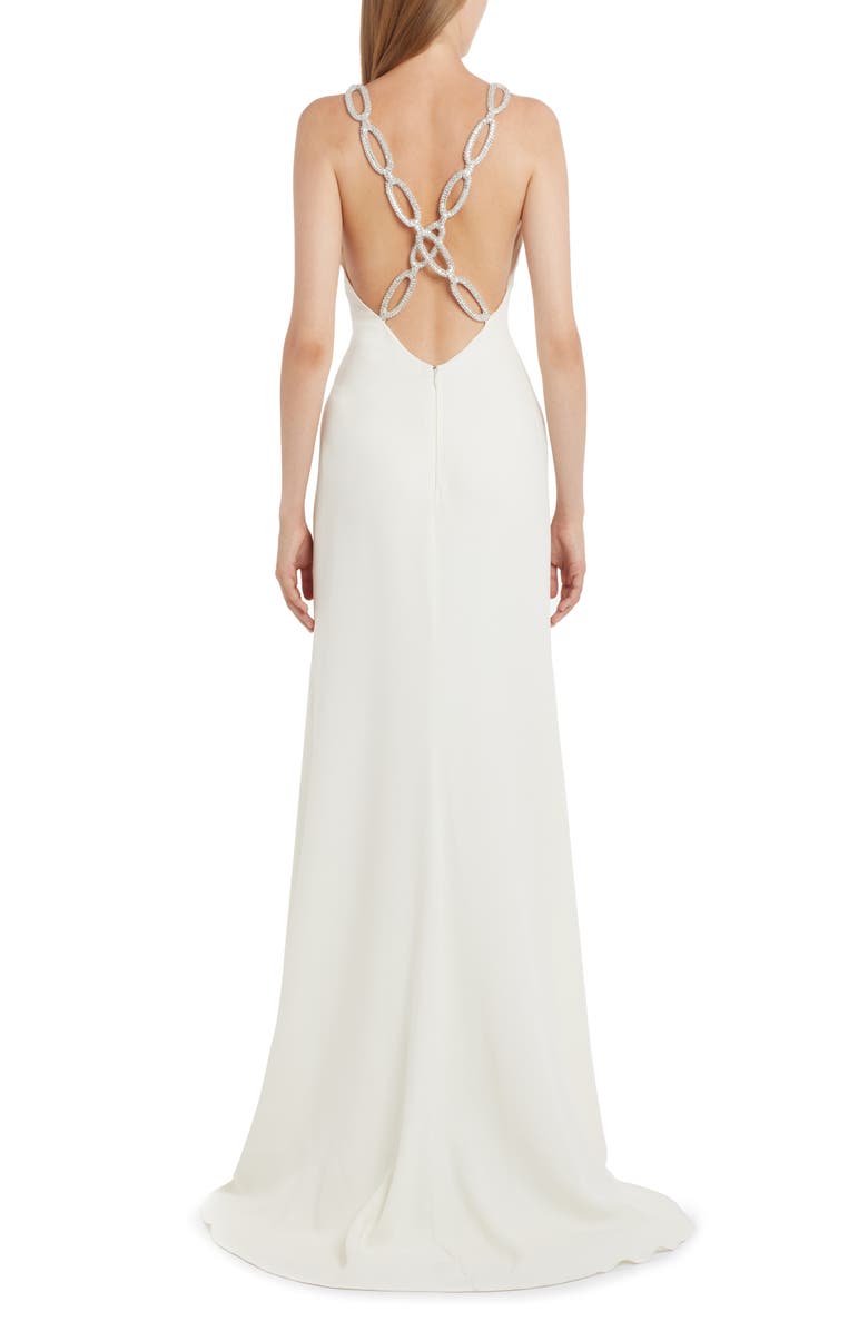 Valentino Garavani Crystal Strap Plunge Neck Silk Gown, Alternate, color,