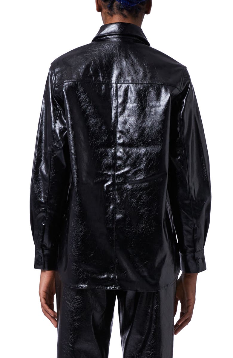 French Connection Emmett Faux Leather Shacket, Alternate, color, Blackout