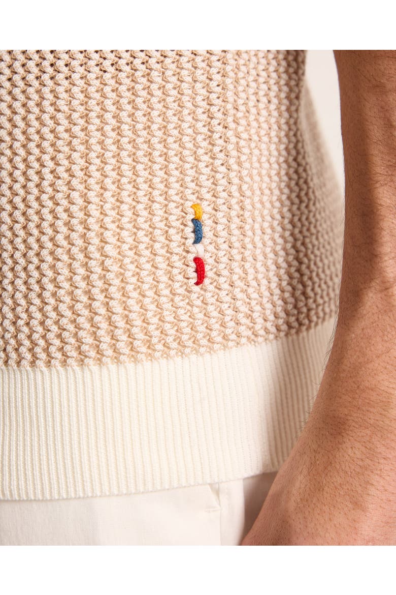 Horton Crochet Tailored Chevron Crochet Polo, Alternate, color, Biscuit