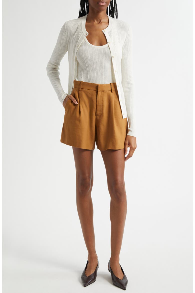 Charles Linen Blend Shorts, Alternate, color, COPPER